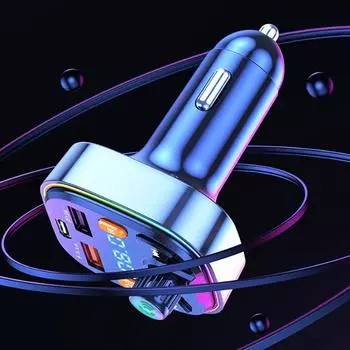 Автомобильное зарядное устройство USB, быстрая зарядка, Bluetooth, FM-передатчик, USB Type C, 3A Pd 18 Вт, быстрая зарядка для телефона