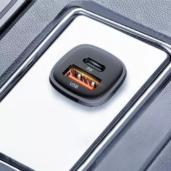 Автомобильное зарядное устройство USB C 30 Вт, мини-адаптер для быстрого автомобильного зарядного устройства USB, цельнометаллический, PD для QC 3.0, двойной порт для мобильного телефона GPS