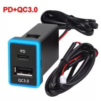 Автомобильное зарядное устройство USB C PD QC3.0 с двумя USB-разъемами для быстрой зарядки, 12 В, адаптер питания для мобильного телефона, розетка для автомобиля