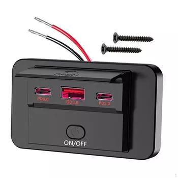 Автомобильное зарядное устройство USB для автодома, панель розеток для мотоциклов, лодок, автобусов Red Light