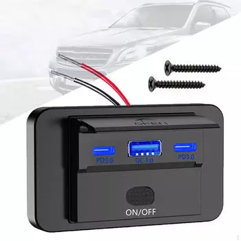 Автомобильное зарядное устройство USB для автодома, панель розеток для мотоциклов, лодок, автобусов Blue Light