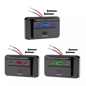 Автомобильное зарядное устройство USB, легкое, быстрое зарядное гнездо для мотоциклов, лодок, автофургонов