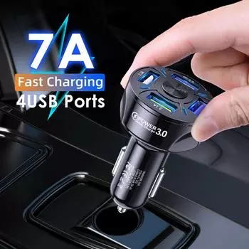 Автомобильное зарядное устройство USB PD 20 Вт 4 порта Quick Charge 3.0 Универсальный Type C Быстрая зарядка для iPhone Type C Автомобильное зарядное устройство белый