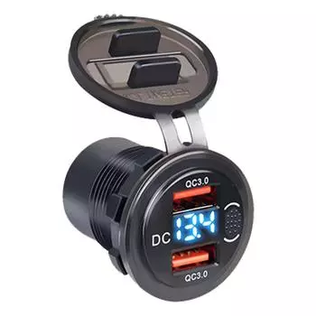 Автомобильное зарядное устройство USB Qc3.0 двойной USB с розеткой переключателя для транспортных средств 12 В/24 В лодка мотоцикл внедорожник автобус грузовик караван морской зелёный