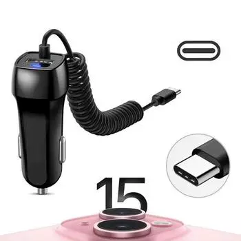 Автомобильное зарядное устройство USB QC 3.0 для Xiaomi Автомобильное зарядное устройство Адаптер для мобильного телефона Micro Type C Кабель для быстрой зарядки чёрный