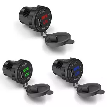 Автомобильное зарядное устройство USB Quick Charge 3,0, адаптер быстрой зарядки, цифровой вольтметр, дисплей напряжения, автомобиль для мотоцикла, грузовика, внедорожника красный