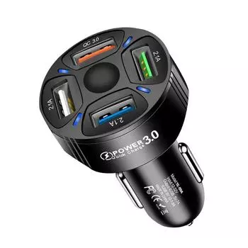 Автомобильное зарядное устройство USB с 4 портами, 35 Вт, 7a, быстрая зарядка мобильного телефона для Iphone 11, Huawei, зарядное устройство для мобильного телефона Qc 3,0 для автомобилей