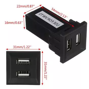 Автомобильное зарядное устройство USB с двумя разъемами для Volkswagen Voor VW T5 Transporter 2003-2009 USB-интерфейсы разъемы для автозарядки синий