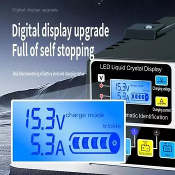 Автомобильное зарядное устройство высокой частоты 12 В/24 В полностью автоматическое подключение EU/US Plug импульсный ремонт интеллектуальный высокомощный ЖК-дисплей