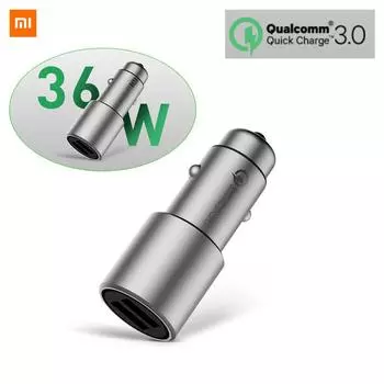 Автомобильное зарядное устройство Xiaomi Mi QC3.0 X2, 36 Вт, двойной USB, быстрая зарядка, макс. 5 В/3 А, 9 В/2 А, 15 В/1,5 А, металлический стиль