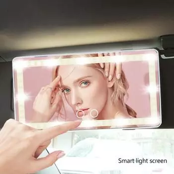 Автомобильное зеркало для макияжа с 3-цветной светодиодной подсветкой, регулируемое перезаряжаемое сенсорное зеркало с регулировкой яркости, зеркало заднего вида, аксессуары для салона автомобиля чёрный