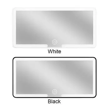 Автомобильное зеркало для макияжа с регулируемой яркостью, перезаряжаемое автомобильное внутреннее зеркало для макияжа со светодиодным сенсорным экраном, женское косметическое зеркало для салона автомобиля белый
