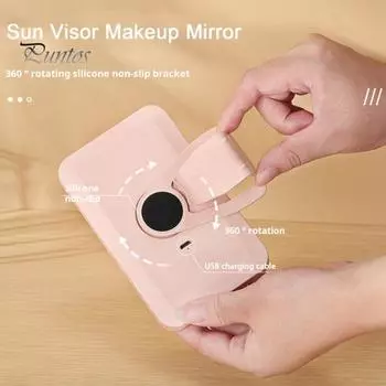 Автомобильное зеркало для макияжа со светодиодной подсветкой, сенсорным управлением, регулируемой яркостью, вращающимся на 360 градусов, портативным солнцезащитным козырьком для автомобиля, зеркалом для макияжа белый