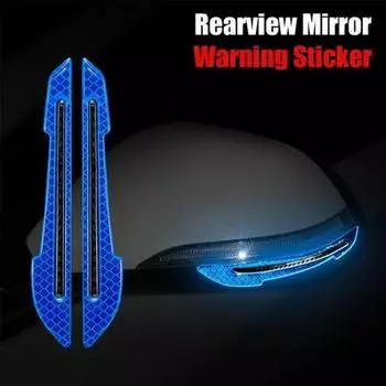 Автомобильное зеркало заднего вида, бесследное зеркало, светоотражающая наклейка, автомобильный Стайлинг, предупреждение о безопасности, светоотражающая наклейка, автомобильное зеркало, декоративная полоса 2Pcs/Set синий