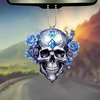 Автомобильное зеркало заднего вида, украшение, хеллоуин, ужас, череп, подвеска, легко повесить, реалистичная форма, автомобильный брелок, украшение