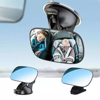 Автомобильное зеркало заднего вида, внутреннее широкоугольное зеркало безопасности для приборной панели, лобового стекла, солнцезащитного козырька, вспомогательное зеркало для наблюдения за ребенком, вращающееся на 360°, регулируемое Mirror Suction Cup