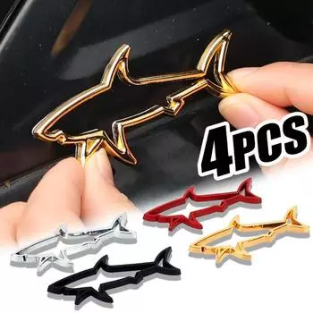 Автомобильные аксессуары - 3D-металлическая наклейка на автомобиль, полая рыба, акула, эмблема, значок, наклейки, наклейки для мотоцикла, велосипеда, ноутбука, аксессуары для стайлинга автомобиля 1pcs красный