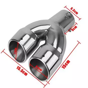 Автомобильные аксессуары 63 мм автомобильный глушитель из нержавеющей стали хром универсальный двойной выпускной патрубок выхлопной трубы отделка серебряный