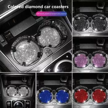 Автомобильные аксессуары, автомобильная подставка для чашек, термостойкая круглая круглая подставка для автомобилей со стразами, устойчивая к царапинам красный