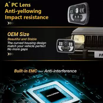 Автомобильные аксессуары Автомобильный фонарь Водонепроницаемый квадратный 7-дюймовый указатель поворота Прочный 6500k 90w Внедорожный светодиодный налобный фонарь Светодиодный налобный фонарь Универсальный