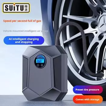 Автомобильные аксессуары - Автомобильный насос для накачивания шин Электрический интеллектуальный цифровой дисплей Насос для накачивания шин Портативный насос для накачивания шин Насос высокого давления Battery Powered чёрный