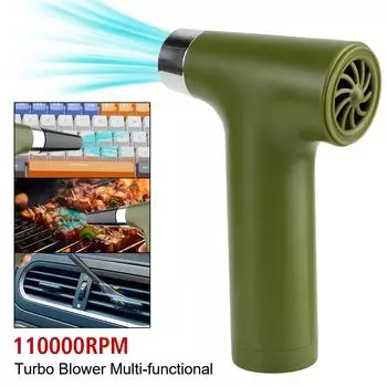 Автомобильные аксессуары Автомобильный снегоочиститель 110000 об/мин Электрический воздушный пылесос Type-C Зарядка Чистящий воздуходув Инструмент Турбоструйный вентилятор 3 скорости регулируемый Green
