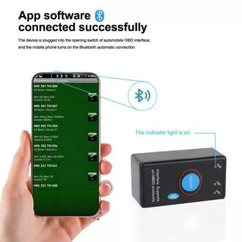 Автомобильные аксессуары для IOS/Android OBD2 Интерфейсный адаптер Автомобильный диагностический сканер Считыватель кодов Bluetooth V1.5 Детектор ELM327 чёрный