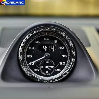 Автомобильные аксессуары для Porsche Macan 2014-2017, секундомер из углеродного волокна, кольцевая рамка, наклейка, внутренние наклейки углеродного волокна черного