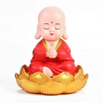 Автомобильные аксессуары для приборной панели – Статуэтка Будды Намасте на солнечной батарее | Символ удачи | Милое солнечное украшение в виде монаха |