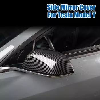 Автомобильные аксессуары для Tesla Model Y, боковое зеркало заднего вида, сменная крышка, 2 шт., украшение из углеродного волокна Matte Black