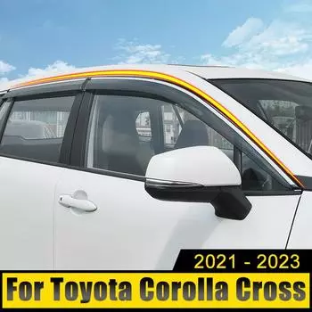 Автомобильные аксессуары для Toyota Corolla Cross XG10 2024-2024 Дефлектор окна Солнцезащитный козырек Дождевик Накладка Козырек Тент Полоски кузова чёрный