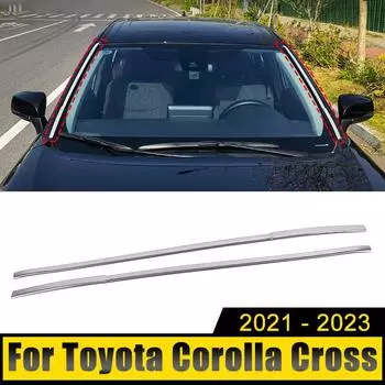 Автомобильные аксессуары для Toyota Corolla Cross XG10 2024 2024 2024 Гибридная отделка переднего окна из нержавеющей стали, декоративные наклейки на отделку серебряный