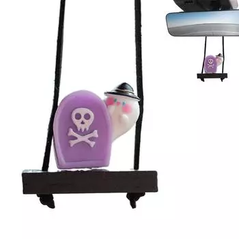 Автомобильные аксессуары на Хэллоуин, мультяшный автомобиль, подвеска-качели, украшение из смолы, автомобильный кулон, автомобильные принадлежности для салона автомобиля на Хэллоуин