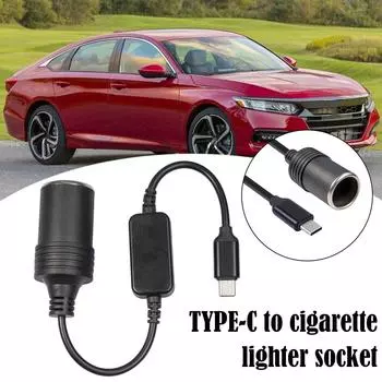 Автомобильные аксессуары USB C PD Type C Male To 12V Cigarette Socket USB Male To Female Cigarette Adapter Converter чёрный