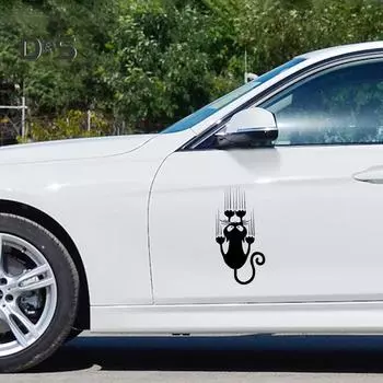 Автомобильные аксессуары, забавная водонепроницаемая наклейка с изображением кота, самоклеящаяся наклейка на кузов грузовика, окно, бампер чёрный