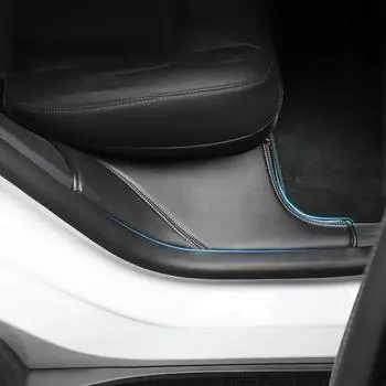Автомобильные аксессуары Защитная накладка на порог задней двери автомобиля для Tesla Model Y/3 Кожаный коврик для заднего сиденья с защитой от грязи и ударов для Model Y