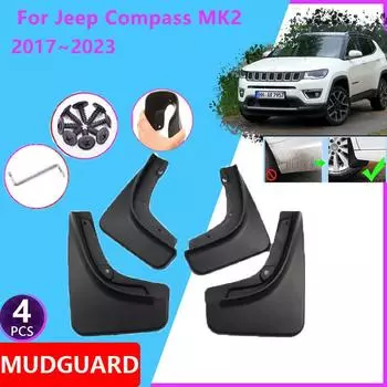 Автомобильные брызговики для Jeep Compass 2017~2024 1.4T 2.4T MK2 Передние и задние брызговики для колес, брызговики, крылья, автомобильные аксессуары