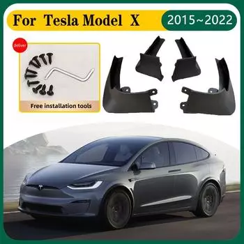Автомобильные брызговики для Tesla Model X 2022, аксессуары 2015 ~ 2022, автомобильные брызговики с защитой от брызг, передние и задние крылья