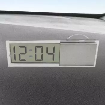 Автомобильные часы на присоске, цифровые часы с температурой, работающие на батарейках, автомобильные часы с точным отображением температуры в автомобиле серебряный