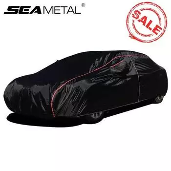 Автомобильные чехлы SEAMETAL, защитный чехол от снега/солнца с боковой молнией, светоотражающая полоса, солнцезащитный козырек, ветрозащитный, водонепроницаемый для седанов, внедорожников Sedan M чёрный