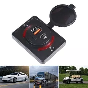 Автомобильные детали 12-24 В водонепроницаемый для автомобиля морской лодки автофургона автомобильное зарядное устройство панель QC3.0+PD автомобильный USB порт зарядное устройство светодиодный свет автомобильное зарядное устройство гнездо адаптер Red