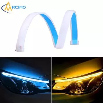 Автомобильные дневные ходовые огни 12 В светодиодные DRL гибкие водонепроницаемые полосы автомобильные фары белые указатели поворота стоп-сигналы автомобильный стиль 30cm