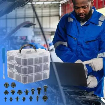 Автомобильные фиксаторы Многоцелевые эргономичные фиксаторы Экономящие труд заклепки для дверной обшивки Набор автомобильных креплений для капотов чёрный