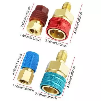 Автомобильные инструменты Латунные адаптеры Автомобильный кондиционер Хладагент Быстроразъемный соединитель Соединитель R1234YF Адаптер для высокой и низкой стороны