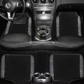 Автомобильные коврики Bling, напольные коврики для женщин, 4 шт., со стразами, кристаллами и бриллиантами, блестящие ковры, универсальные для внедорожников, седанов, автомобилей, грузовиков белый