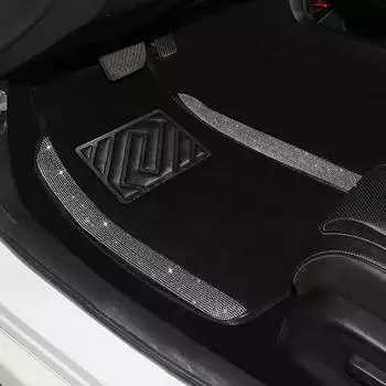 Автомобильные коврики Bling, напольные коврики для женщин, 4 шт., со стразами, кристаллами и бриллиантами, блестящие ковры, универсальные для внедорожников, седанов, автомобилей, грузовиков белый