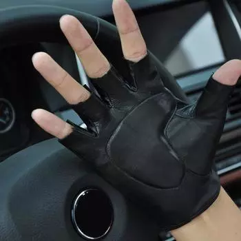 Автомобильные кожаные перчатки для верховой езды без пальцев, автомобильные перчатки для верховой езды на руле без пальцев, автомобильные перчатки для верховой езды без пальцев L чёрный