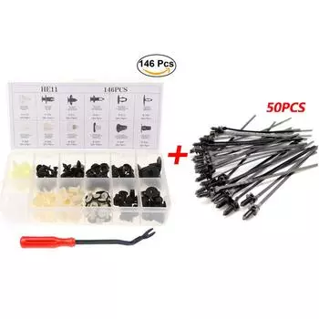Автомобильные крепежные клипсы Нейлоновые хомуты Кабельные фиксаторы комплект Панель двери автомобиля Внутренняя обшивка Бампер Крыло Пластиковые винты Заклепки