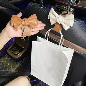 Автомобильные крючки Yousheng Bow, симпатичный крючок-бантик для спинки сиденья автомобиля, вешалка, прочный крючок-бантик для кошелька, экономящий место автомобильные аксессуары белый