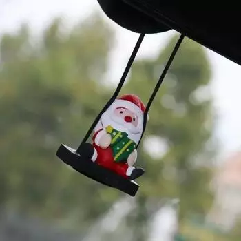 Автомобильные милые подвесные украшения, подвеска на зеркало заднего вида автомобиля, качающееся украшение Санта-Клауса, аксессуары для салона автомобиля